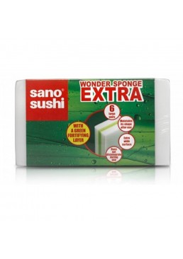 Многофункциональная чудо-губка Sano Sushi EXTRA с дополнительным зеленым слоем, 6 шт